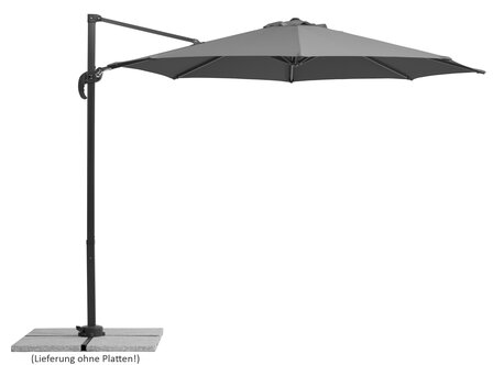 Schneider Schirme Rhodos Junior 300 cm ø in anthracite. Schneider parasol Rhodos Junior in anthracite, 300 cm diameter, on a white background.