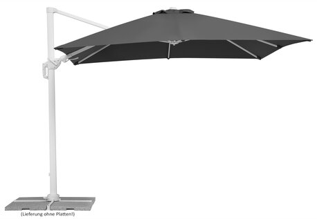 Schneider Schirme Rhodos Twist Bianco 300x300 cm in anthracite. Schneider parasol Rhodos Twist Bianco in anthracite, 300x300 cm, on a white background.