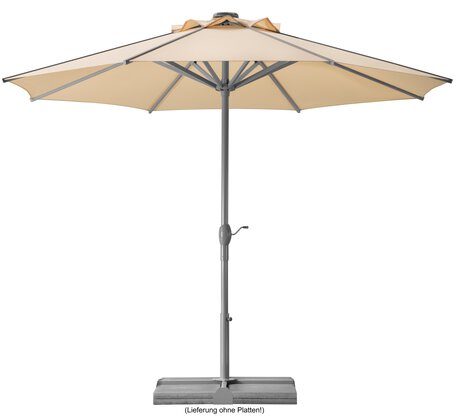 Schneider Schirme Rooftop 350 cm ø in Natur. Schneider Sonnenschirm Rooftop in Natur, 350 cm Durchmesser, vor weißem Hintergrund.