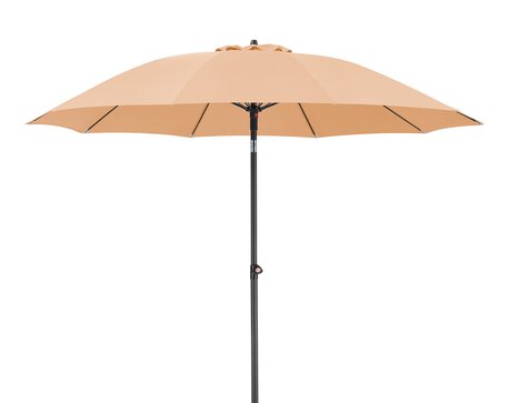 Schneider Schirme Tarifa 270 cm ø in apricot. Schneider parasol Tarifa in apricot, 270 cm diameter, on a white background.