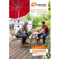 Cover Schneider Catalogue 2026 - Brand-name parasols and accessories. Cover of the Schneider Schirme Catalog 2026. The Schneider logo, title and subtitle are visible at the top right and the phrase ‘Make your summer even better’ is at the bottom right. The image shows two men playing chess at a small table on a balcony under the red Venedig parasol.